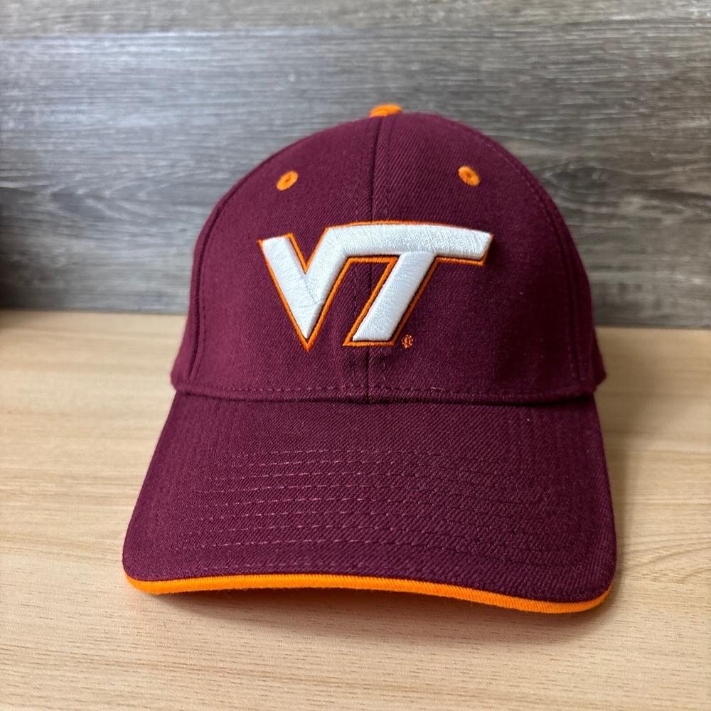 Virginia Tech Hat Cap Fitted One Size Maroon Red Hokies Wool Blend Drew Pearson‎